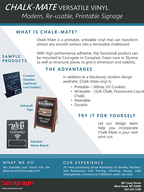 Serigraph Point of Purchase Chalk Mate Sell Sheet - Chalk-Mate
